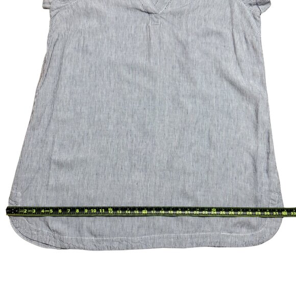 Tahari White & Blue Stripe Linen V-Neck Shirt Dress – Relaxed Fit 2X Plus - Picture 7 of 12